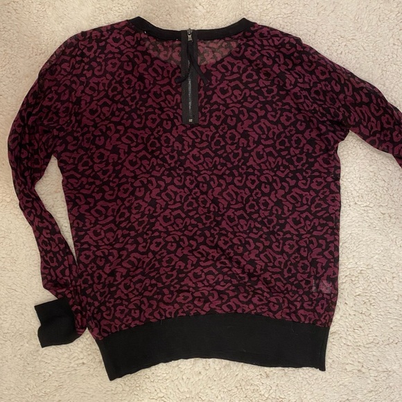 LOFT - black and purple animal print sweater - Picture 5 of 6